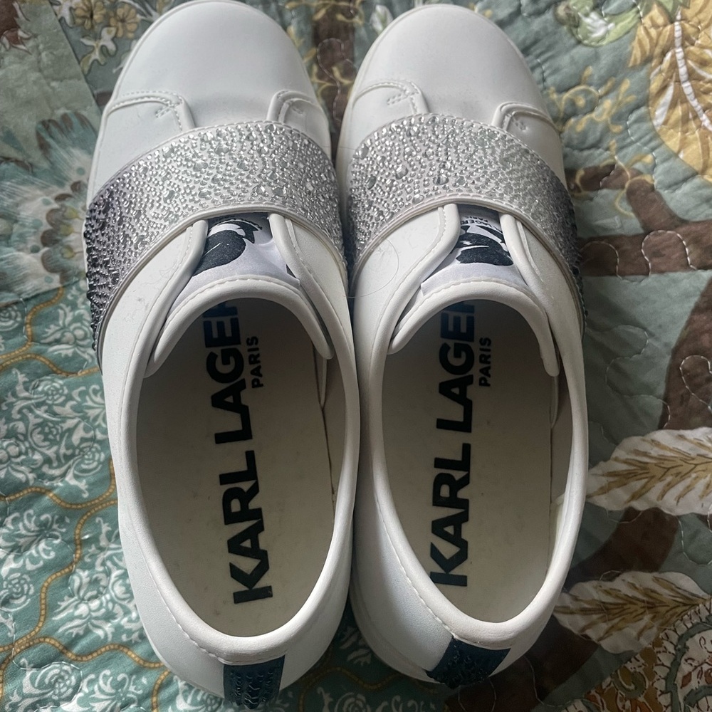 Karl Lagerfeld new White Sneakers with Silver Accents